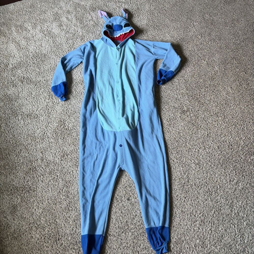 Adult One Piece Button Pajamas Disney Stitch Adult bodysuit XL Costume w/pockets